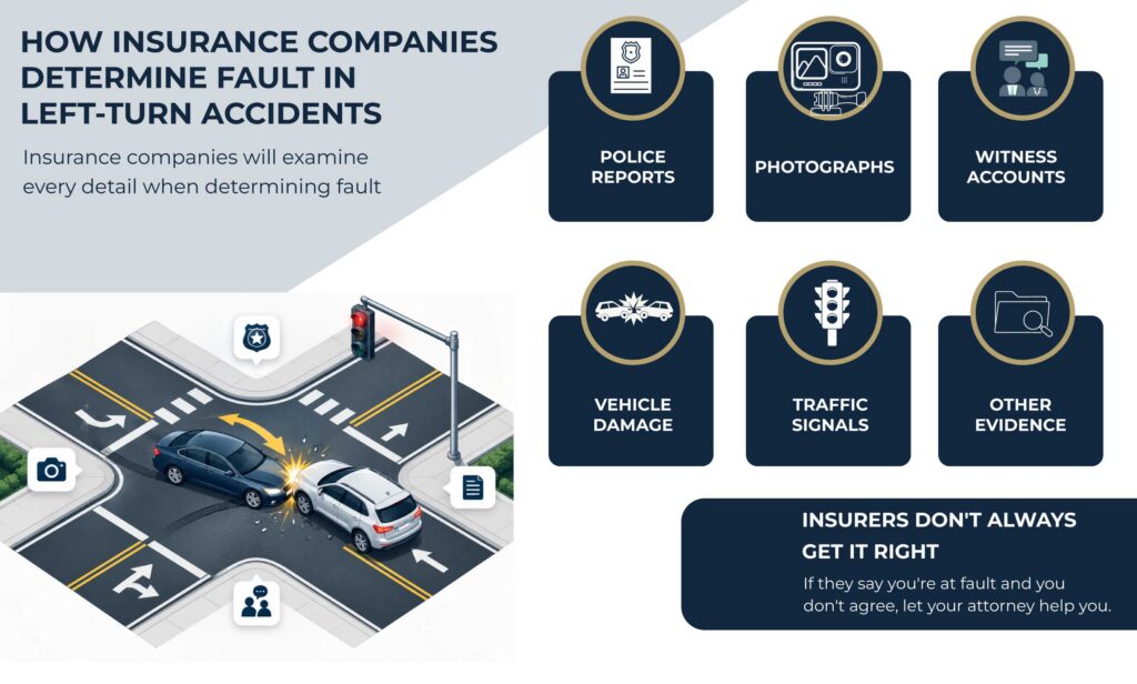 How Insurance Companies Determine Fault in Left-Turn Accidents